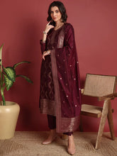 Polyester Ethnic motifs Maroon Indian Ethnic-PKSKD2402